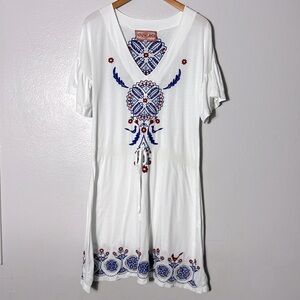JWLA Johnny Was White Embroidered Dress Sz M